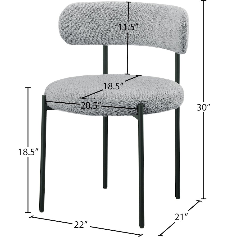 Beacon Grey Boucle Fabric Dining Chair, Set of 2. Picture 6