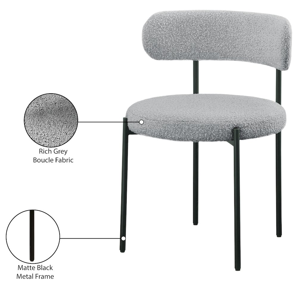 Beacon Grey Boucle Fabric Dining Chair, Set of 2. Picture 7