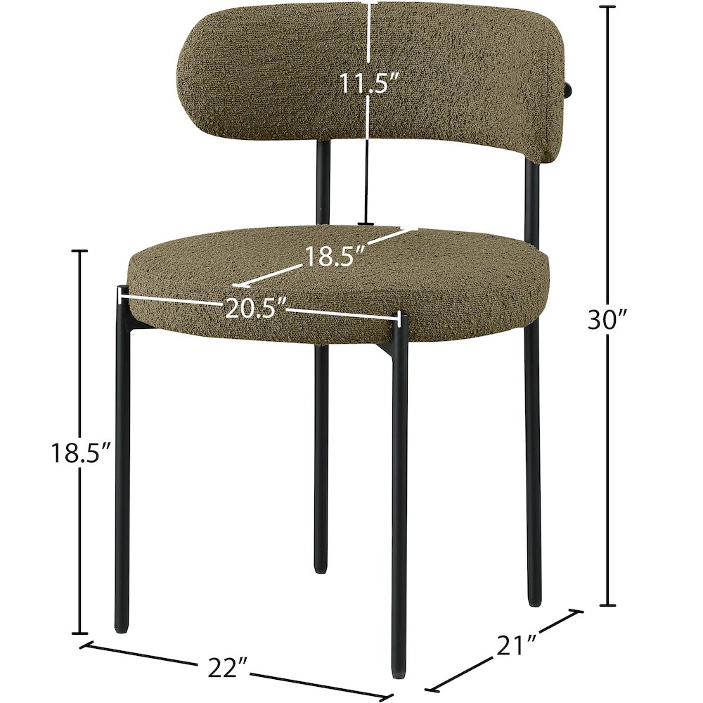 Beacon Olive Green Boucle Fabric Dining Chair, Set of 2. Picture 7