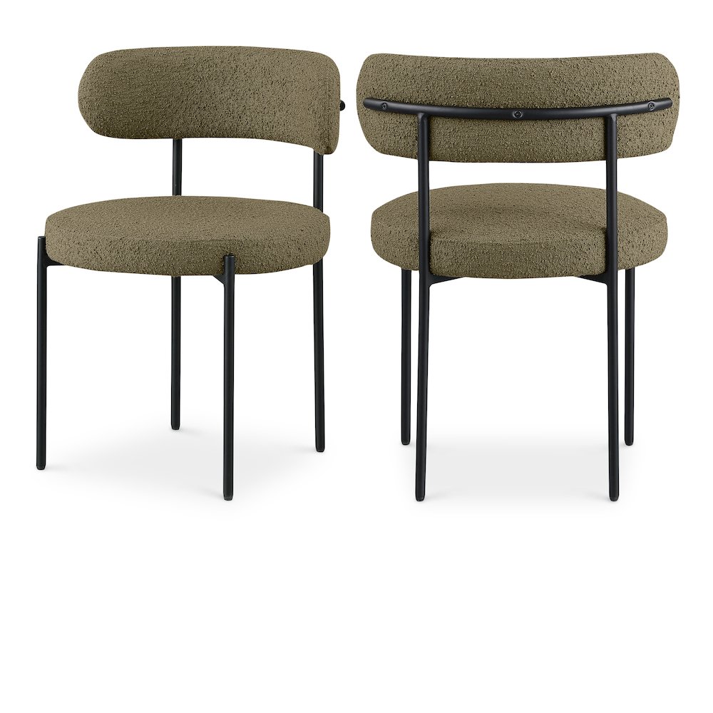 Beacon Olive Green Boucle Fabric Dining Chair, Set of 2. Picture 1