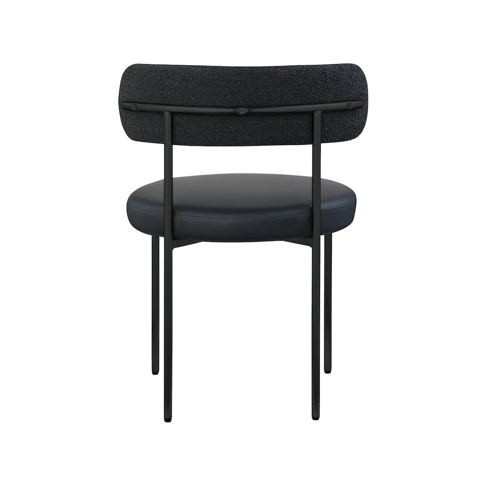 Beacon Black Vegan Leather and Boucle Fabric Dining Chair, Set of 2. Picture 2