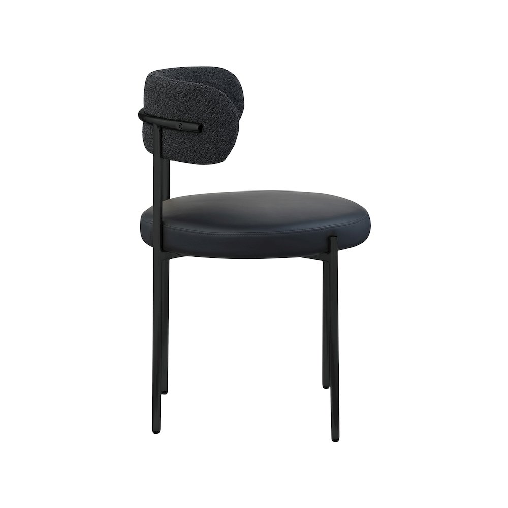 Beacon Black Vegan Leather and Boucle Fabric Dining Chair, Set of 2. Picture 4