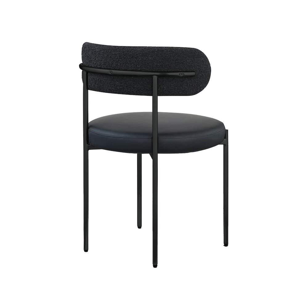 Beacon Black Vegan Leather and Boucle Fabric Dining Chair, Set of 2. Picture 5