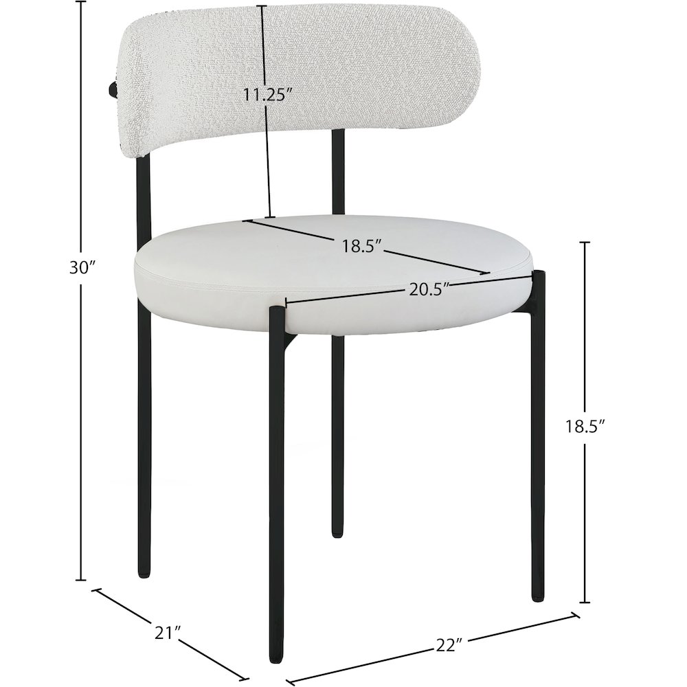 Beacon Cream Vegan Leather and Boucle Fabric Dining Chair, Set of 2. Picture 8
