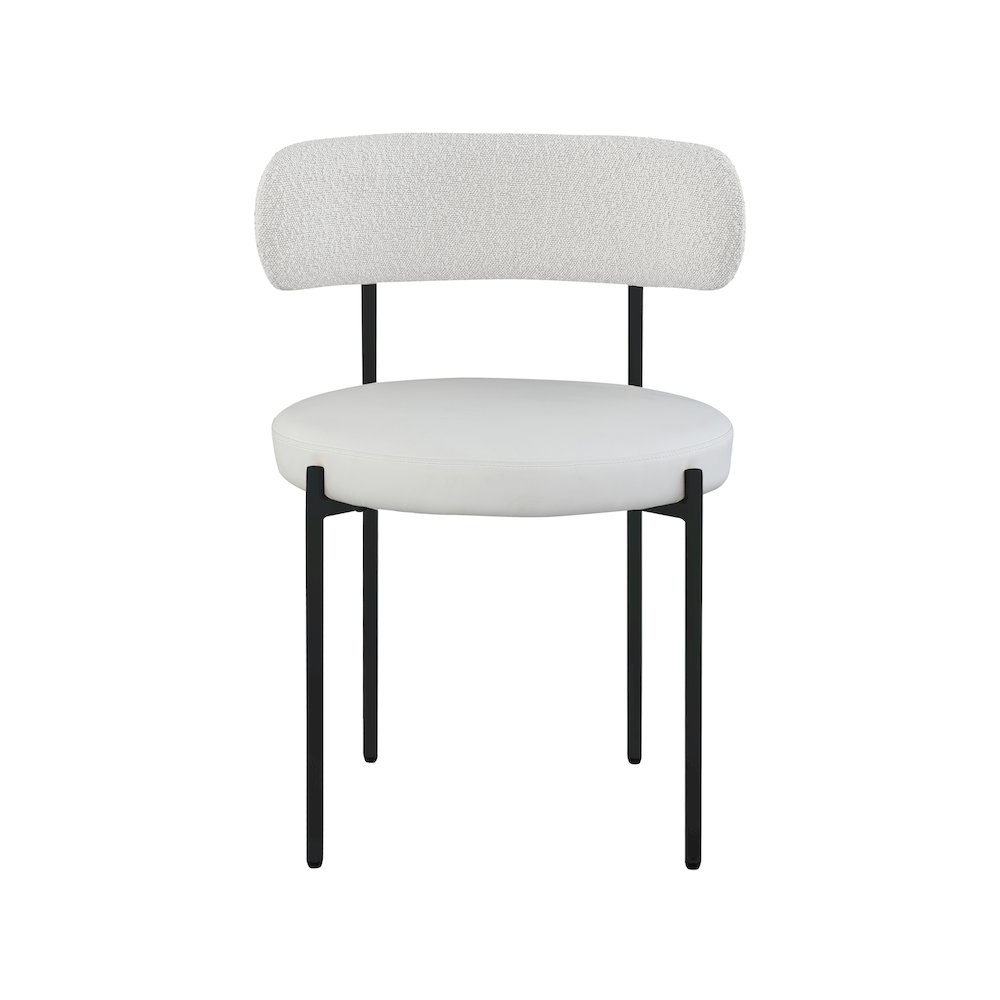 Beacon Cream Vegan Leather and Boucle Fabric Dining Chair, Set of 2. Picture 3