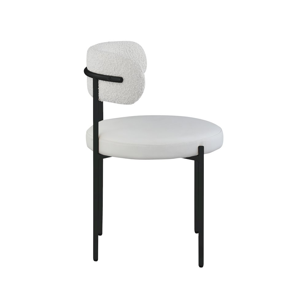 Beacon Cream Vegan Leather and Boucle Fabric Dining Chair, Set of 2. Picture 4