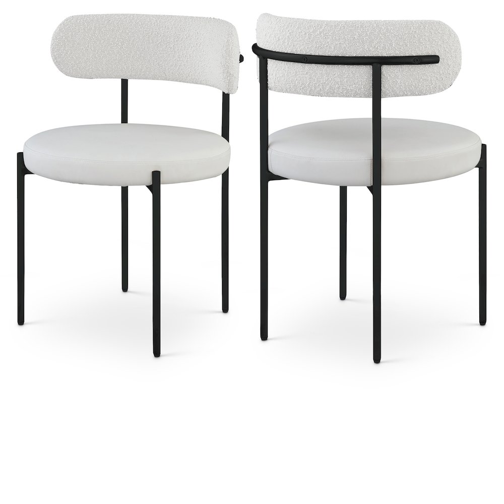 Beacon Cream Vegan Leather and Boucle Fabric Dining Chair, Set of 2. Picture 1
