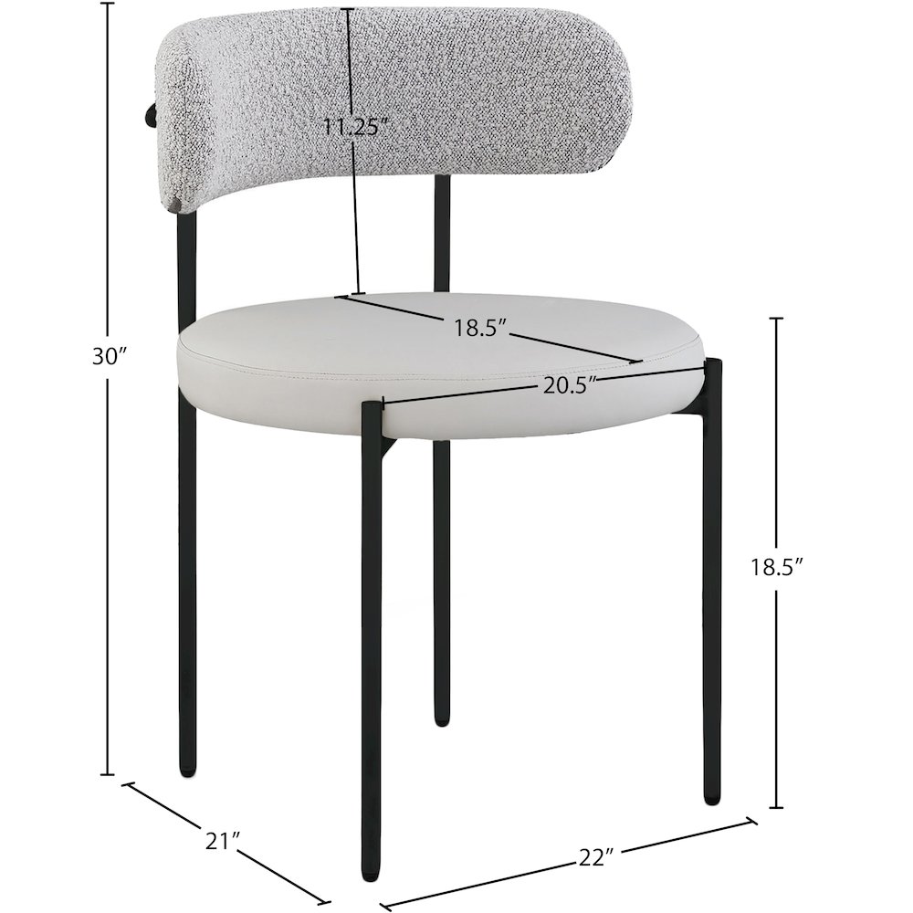 Beacon Taupe Vegan Leather and Boucle Fabric Dining Chair, Set of 2. Picture 8