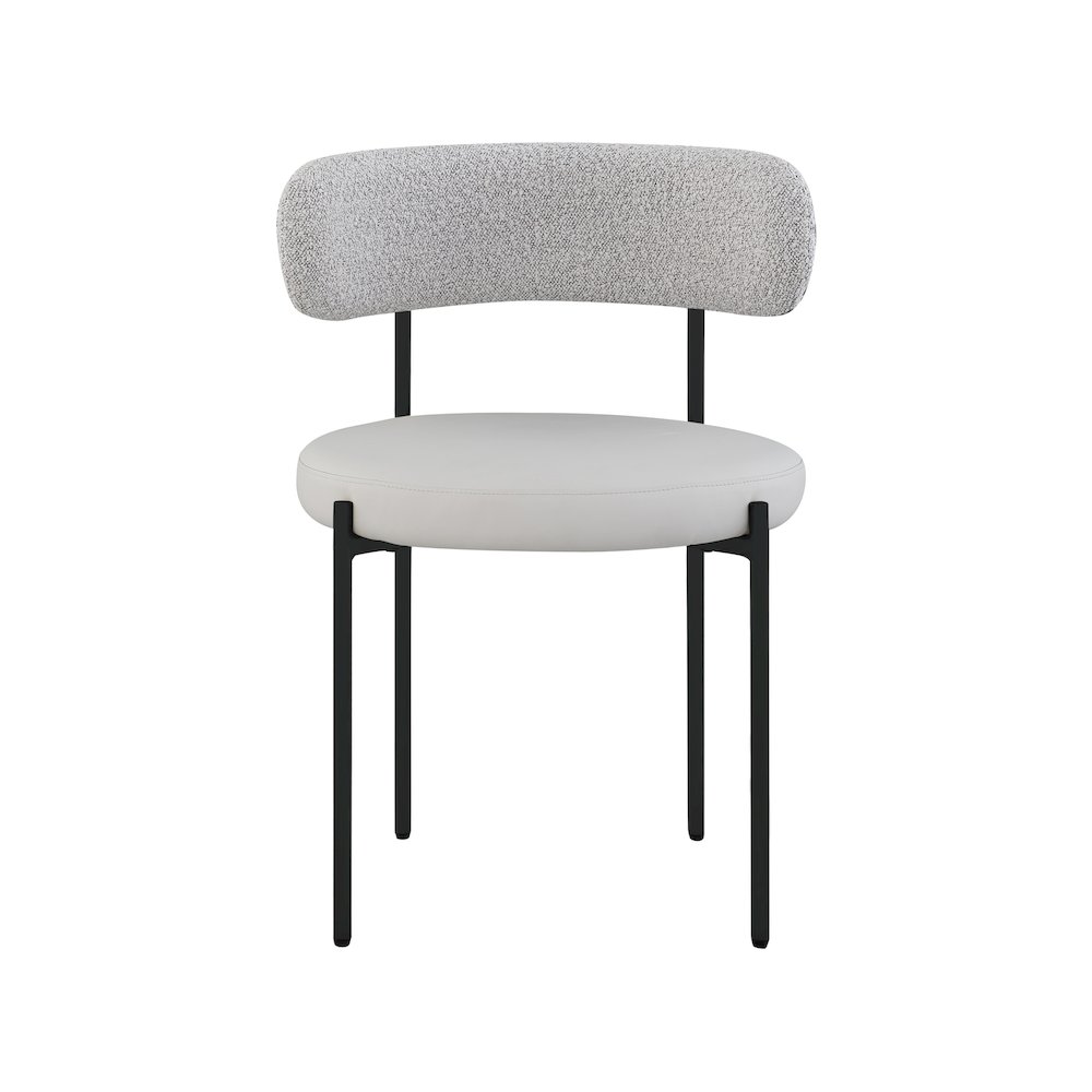 Beacon Taupe Vegan Leather and Boucle Fabric Dining Chair, Set of 2. Picture 3
