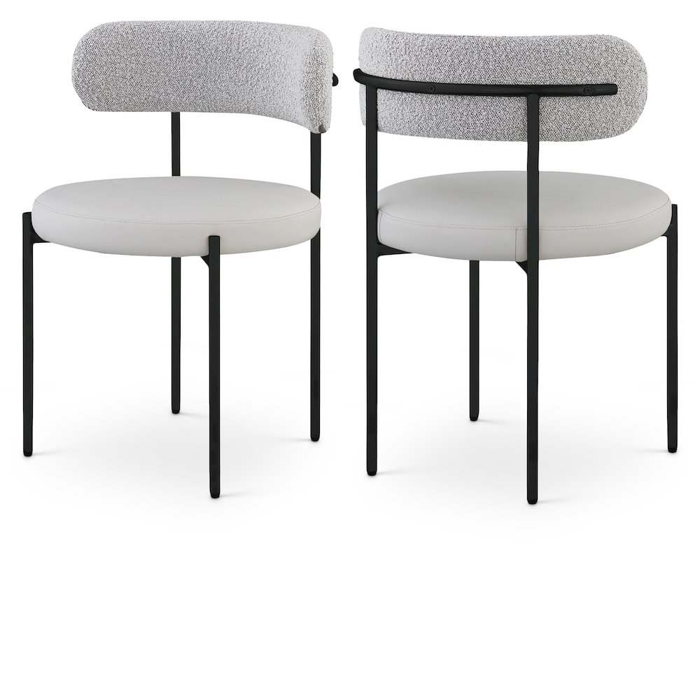 Beacon Taupe Vegan Leather and Boucle Fabric Dining Chair, Set of 2. Picture 1