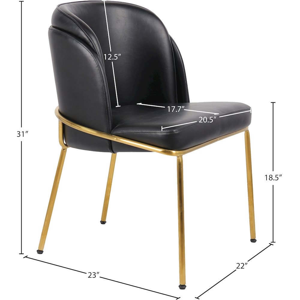 Jagger Black Vegan Leather Dining Chair, Set of 2. Picture 7