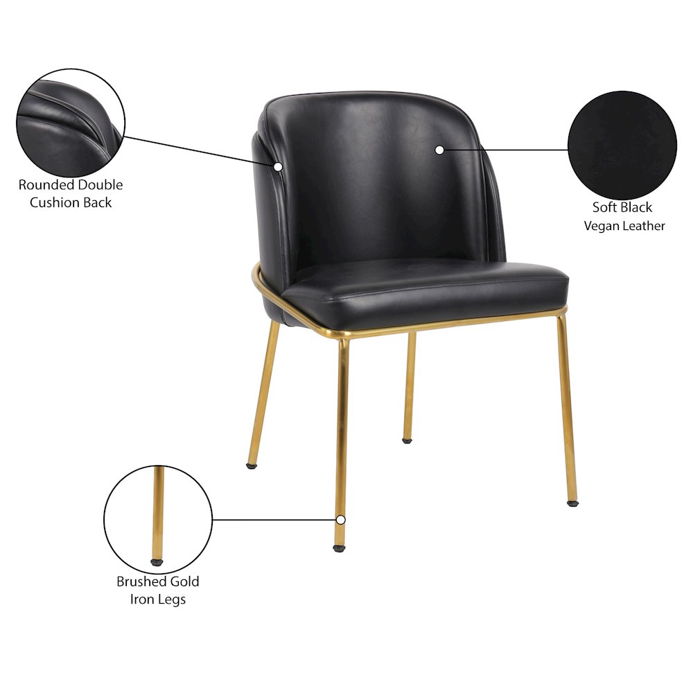 Jagger Black Vegan Leather Dining Chair, Set of 2. Picture 8