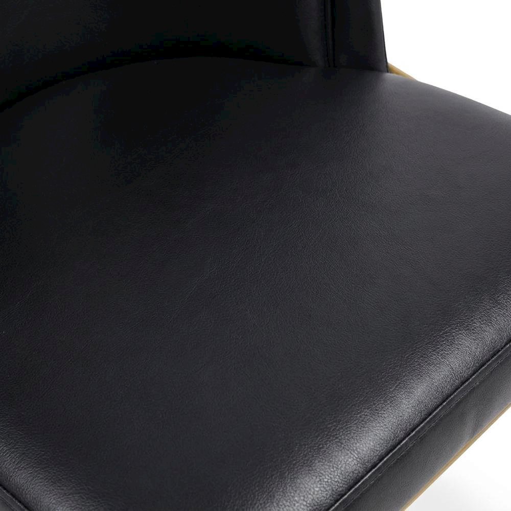 Vegan Leather Dining Chairs with Gold Iron Legs, Black Vegan Leather, Set of 2. Picture 7