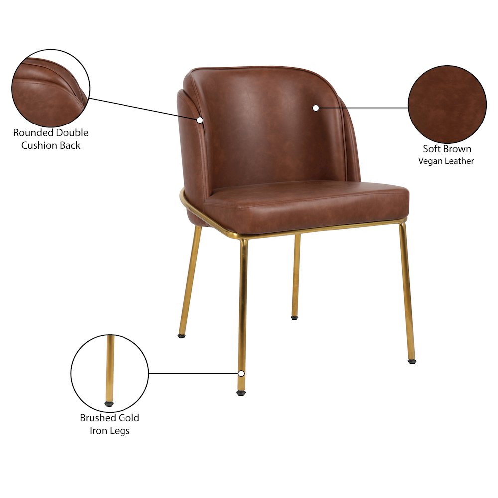 Jagger Brown Vegan Leather Dining Chair, Set of 2. Picture 8