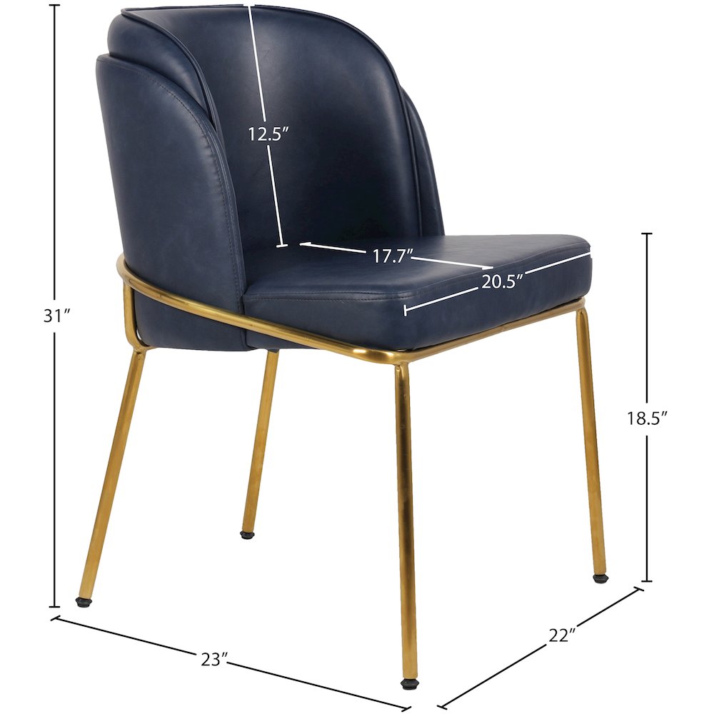 Jagger Navy Vegan Leather Dining Chair, Set of 2. Picture 7
