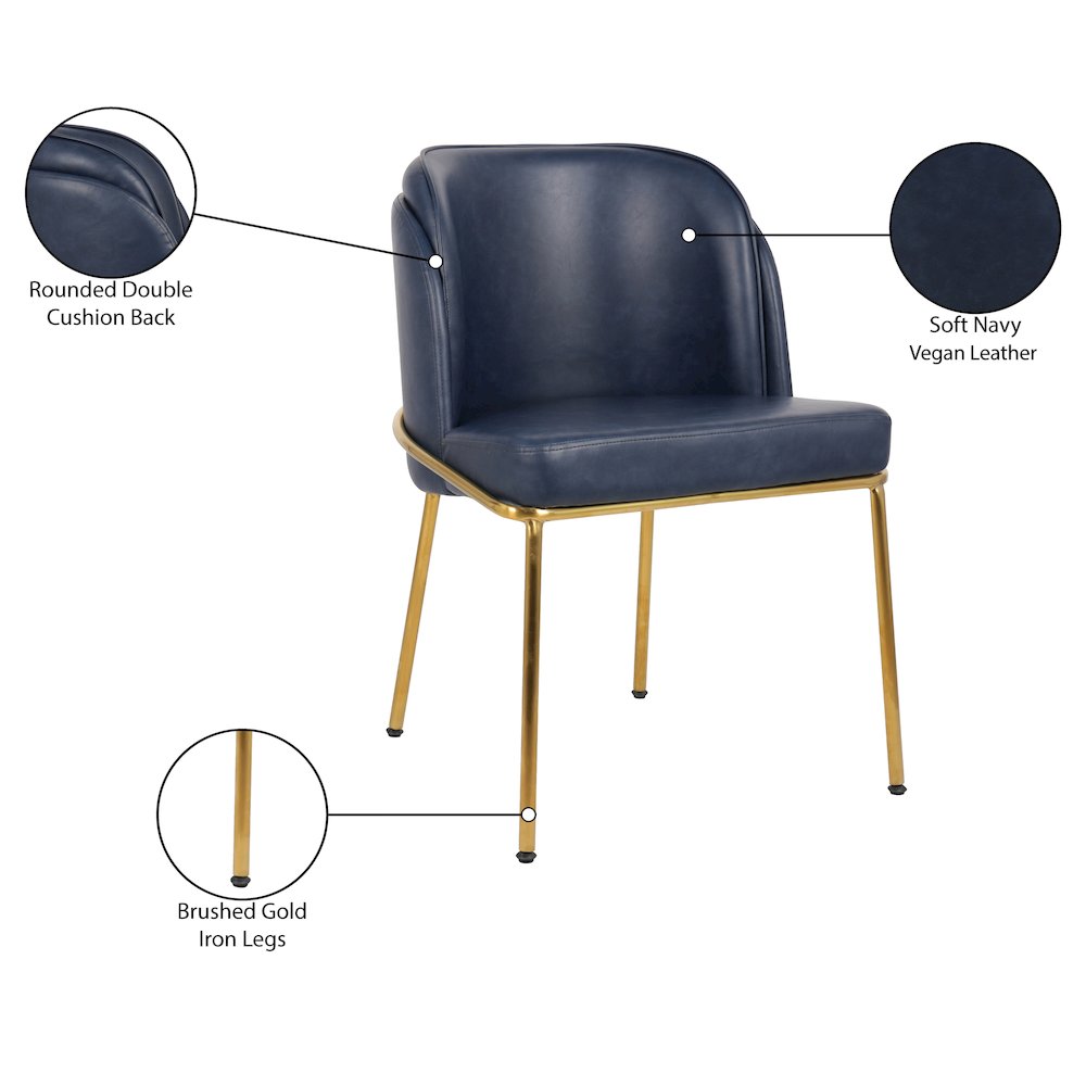 Jagger Navy Vegan Leather Dining Chair, Set of 2. Picture 8
