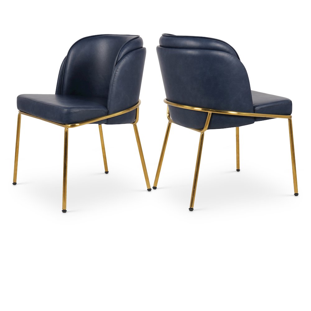 Jagger Navy Vegan Leather Dining Chair, Set of 2. Picture 1