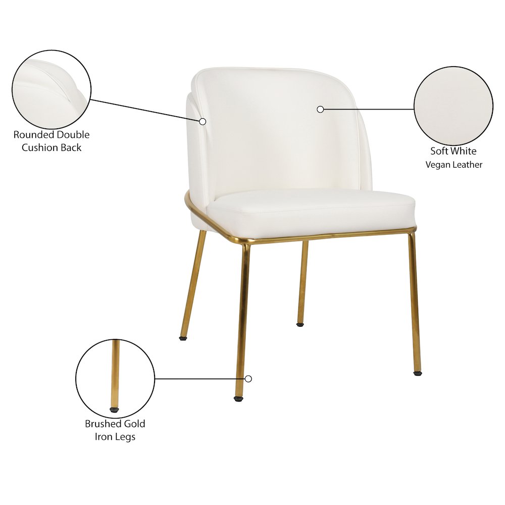 Jagger White Vegan Leather Dining Chair, Set of 2. Picture 8