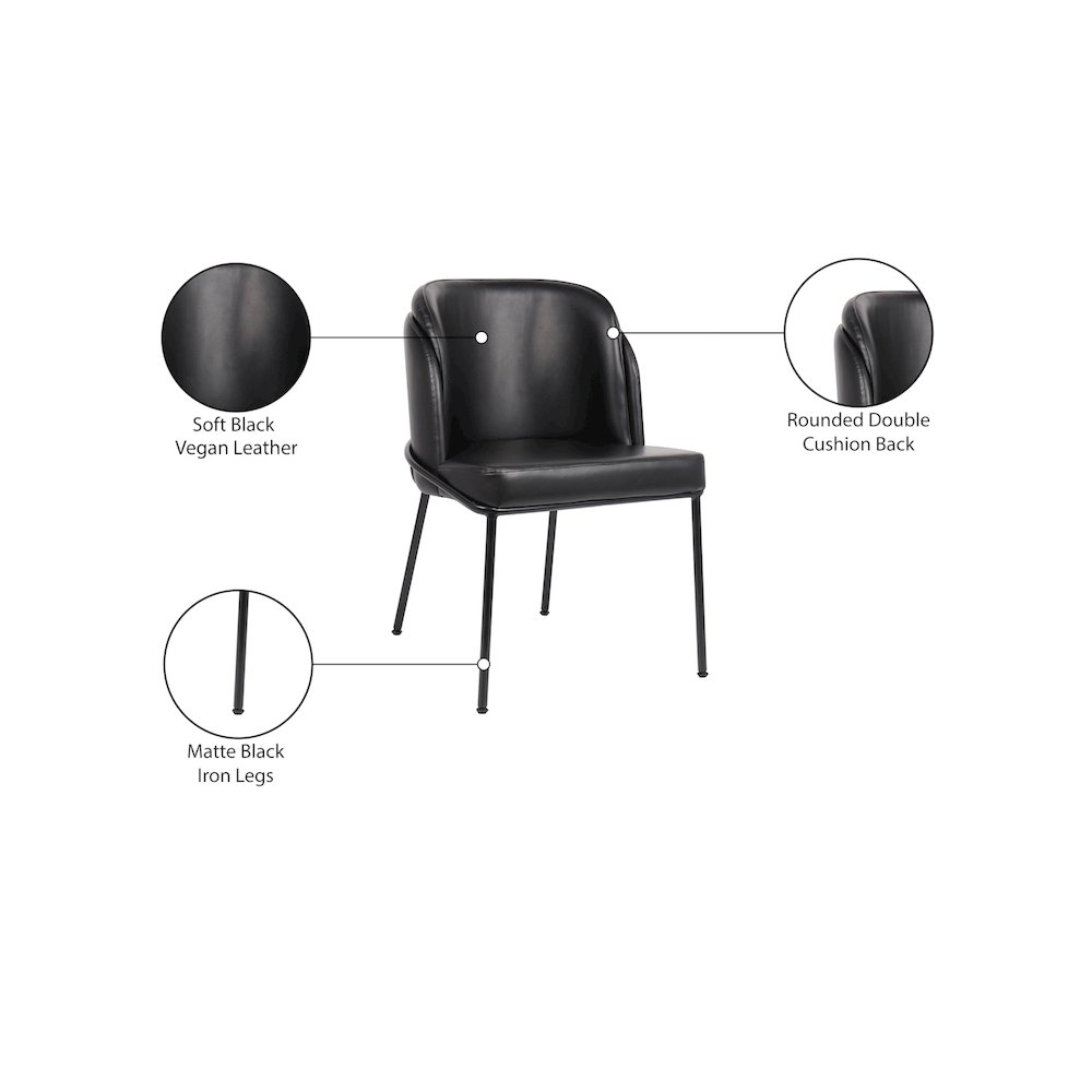 Jagger Black Vegan Leather Dining Chair, Set of 2. Picture 8