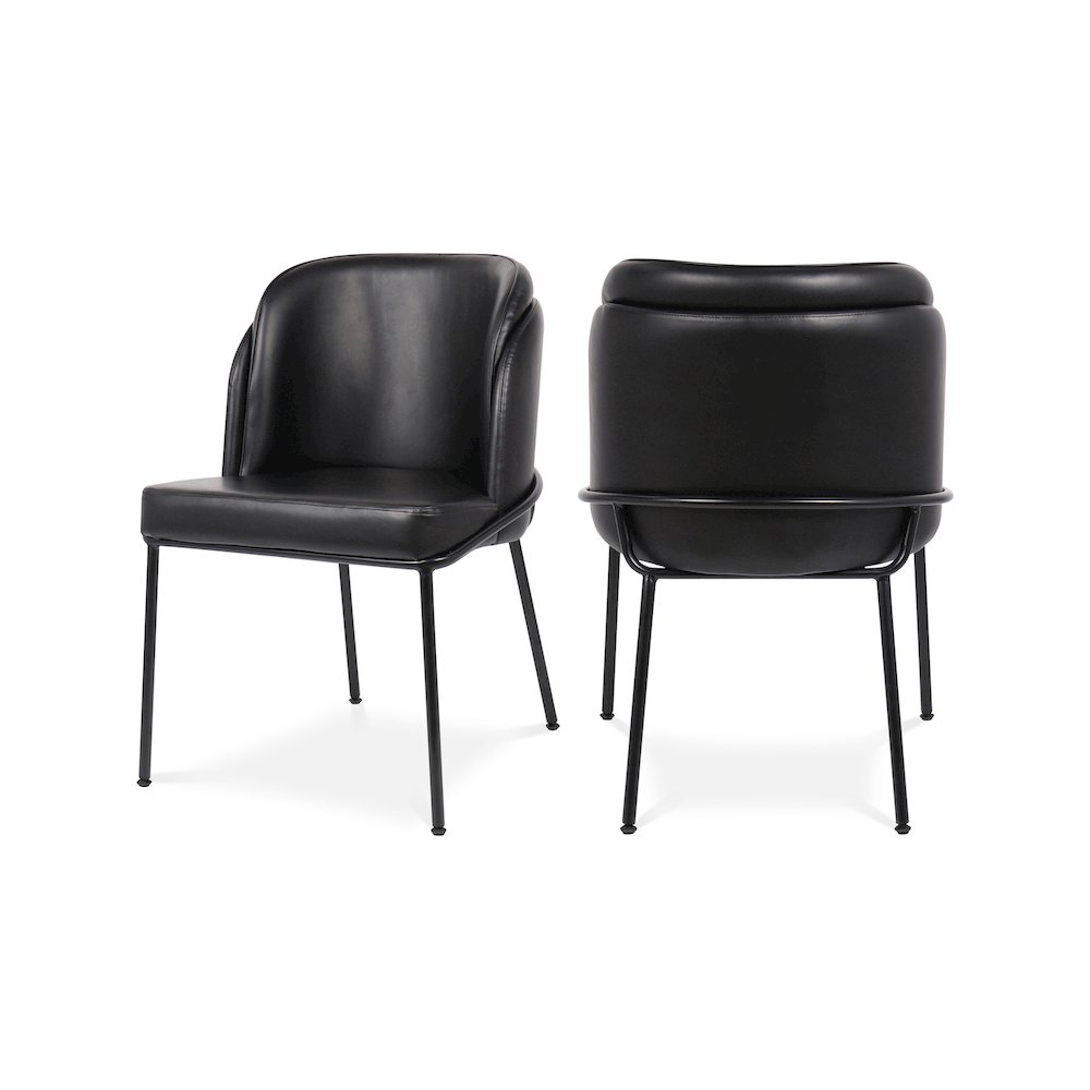 Jagger Black Vegan Leather Dining Chair, Set of 2. Picture 1