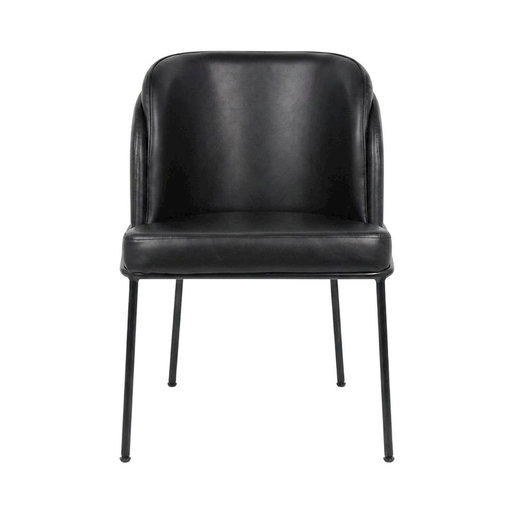 Starlight Canyon Home Vegan Leather Dining Chairs Set of 2, Black Vegan Leather. Picture 1