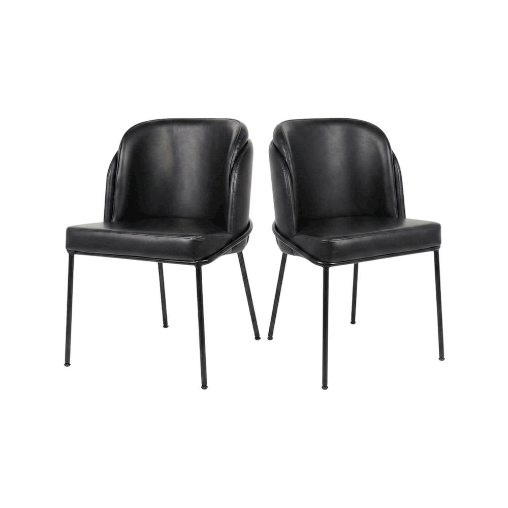 Starlight Canyon Home Vegan Leather Dining Chairs Set of 2, Black Vegan Leather. Picture 4