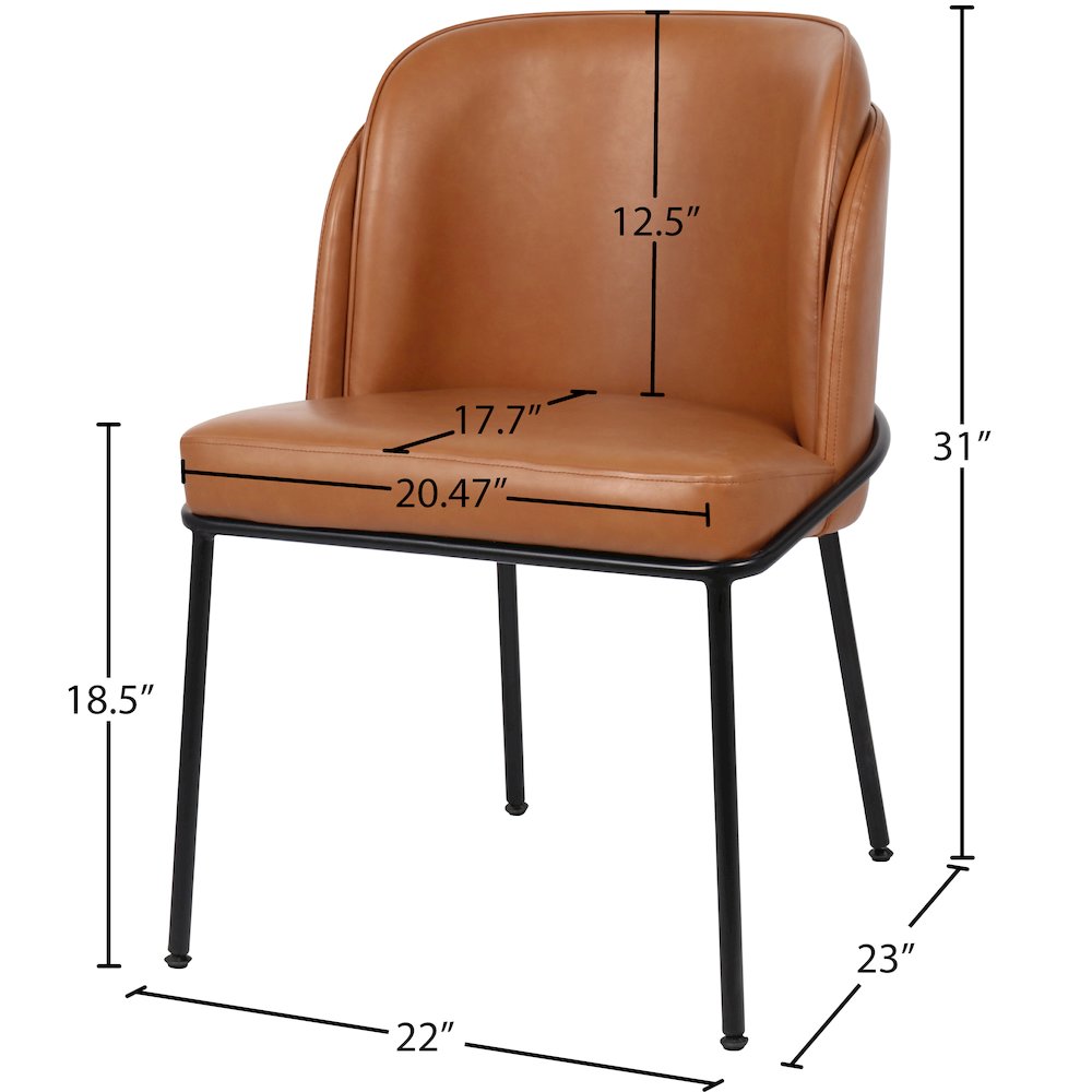 Jagger Cognac Vegan Leather Dining Chair, Set of 2. Picture 7