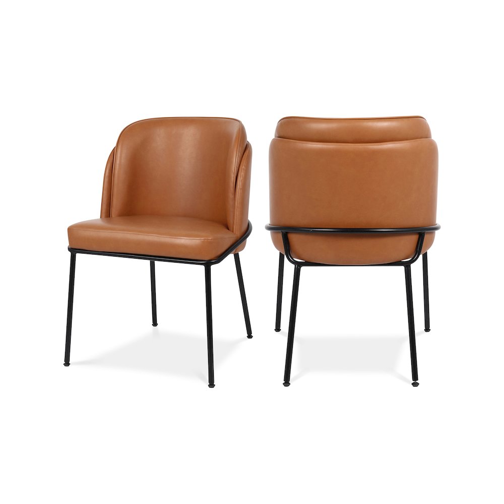 Jagger Cognac Vegan Leather Dining Chair, Set of 2. Picture 1
