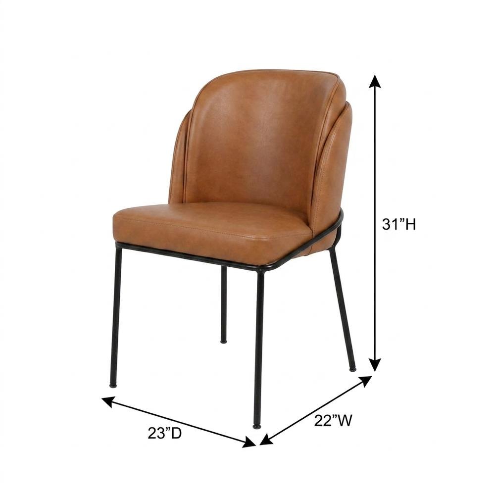 Starlight Canyon Home Vegan Leather Dining Chairs Set of 2, Cognac Vegan Leather. Picture 6