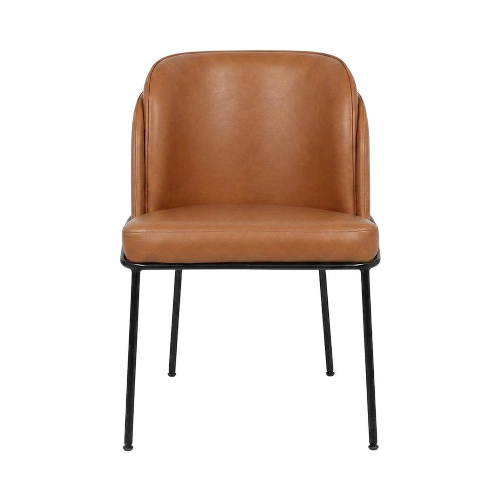 Starlight Canyon Home Vegan Leather Dining Chairs Set of 2, Cognac Vegan Leather. Picture 2
