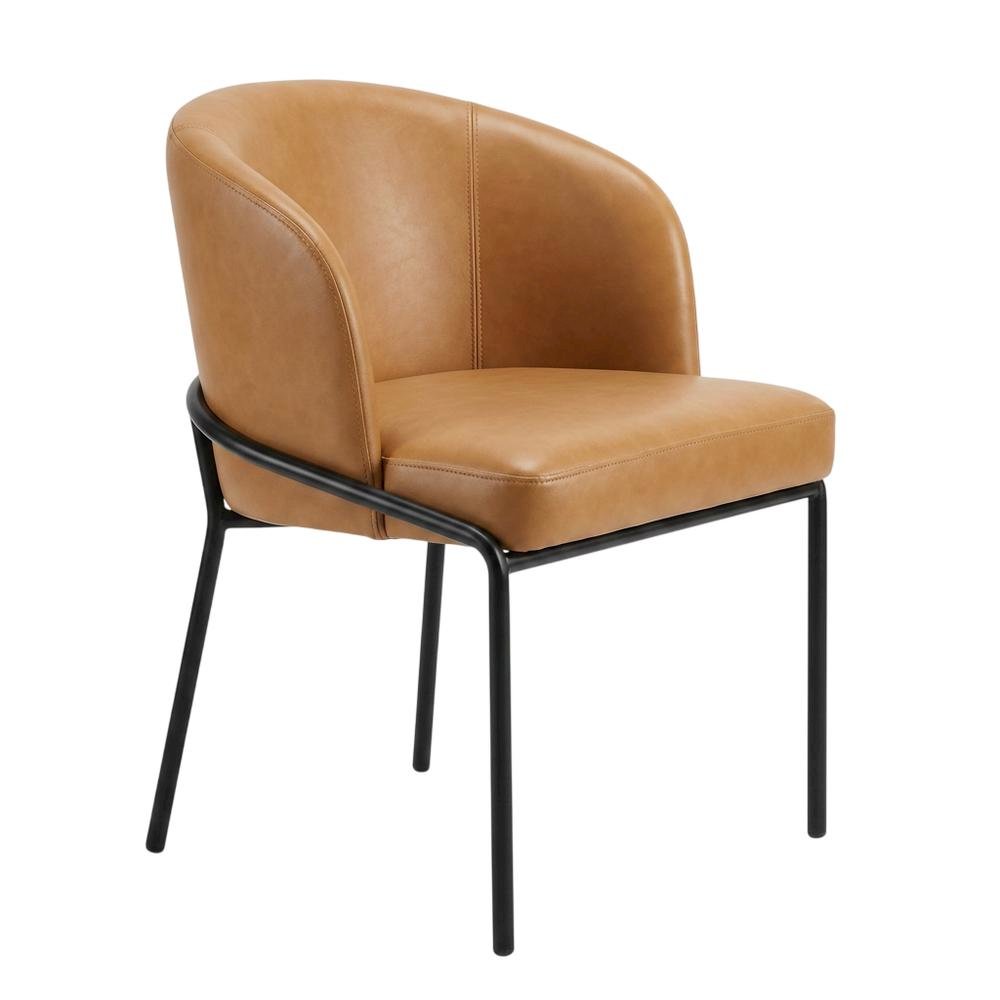 Starlight Canyon Home Vegan Leather Dining Chairs Set of 2, Cognac Vegan Leather. Picture 5