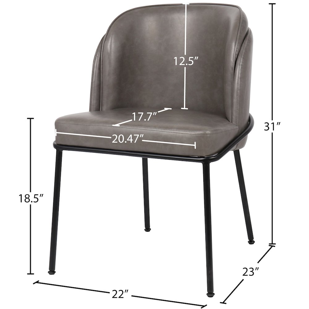 Jagger Grey Vegan Leather Dining Chair, Set of 2. Picture 7