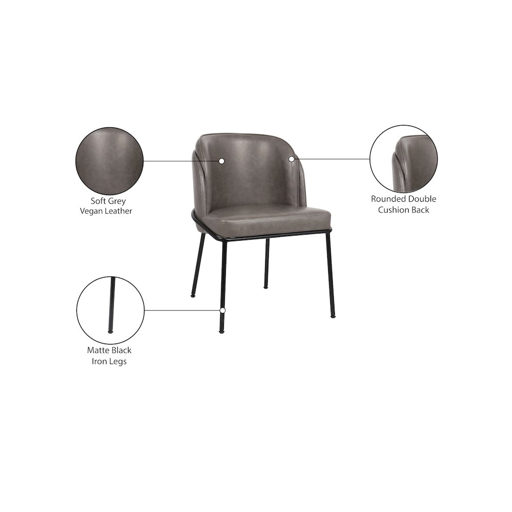 Jagger Grey Vegan Leather Dining Chair, Set of 2. Picture 8