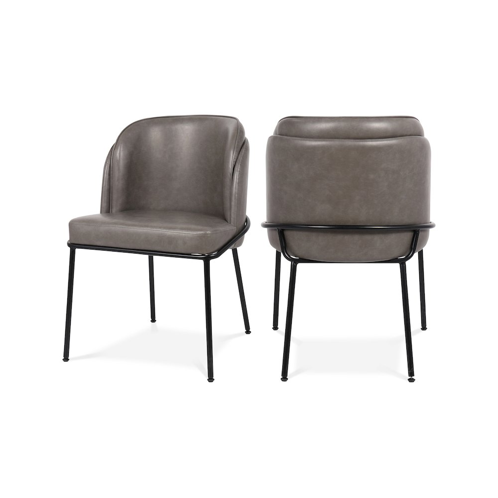 Jagger Grey Vegan Leather Dining Chair, Set of 2. Picture 1