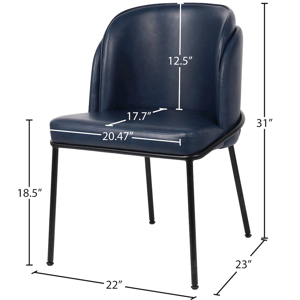Jagger Navy Vegan Leather Dining Chair, Set of 2. Picture 7