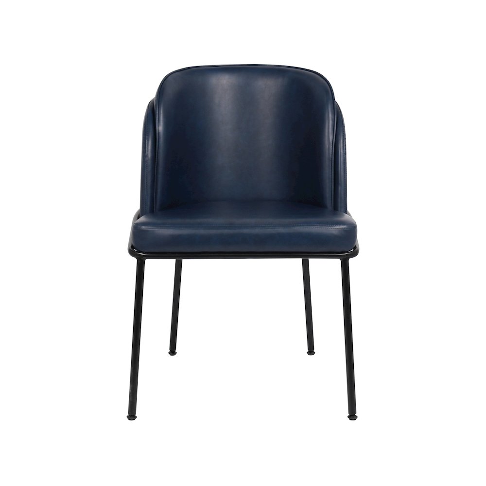 Jagger Navy Vegan Leather Dining Chair, Set of 2. Picture 3