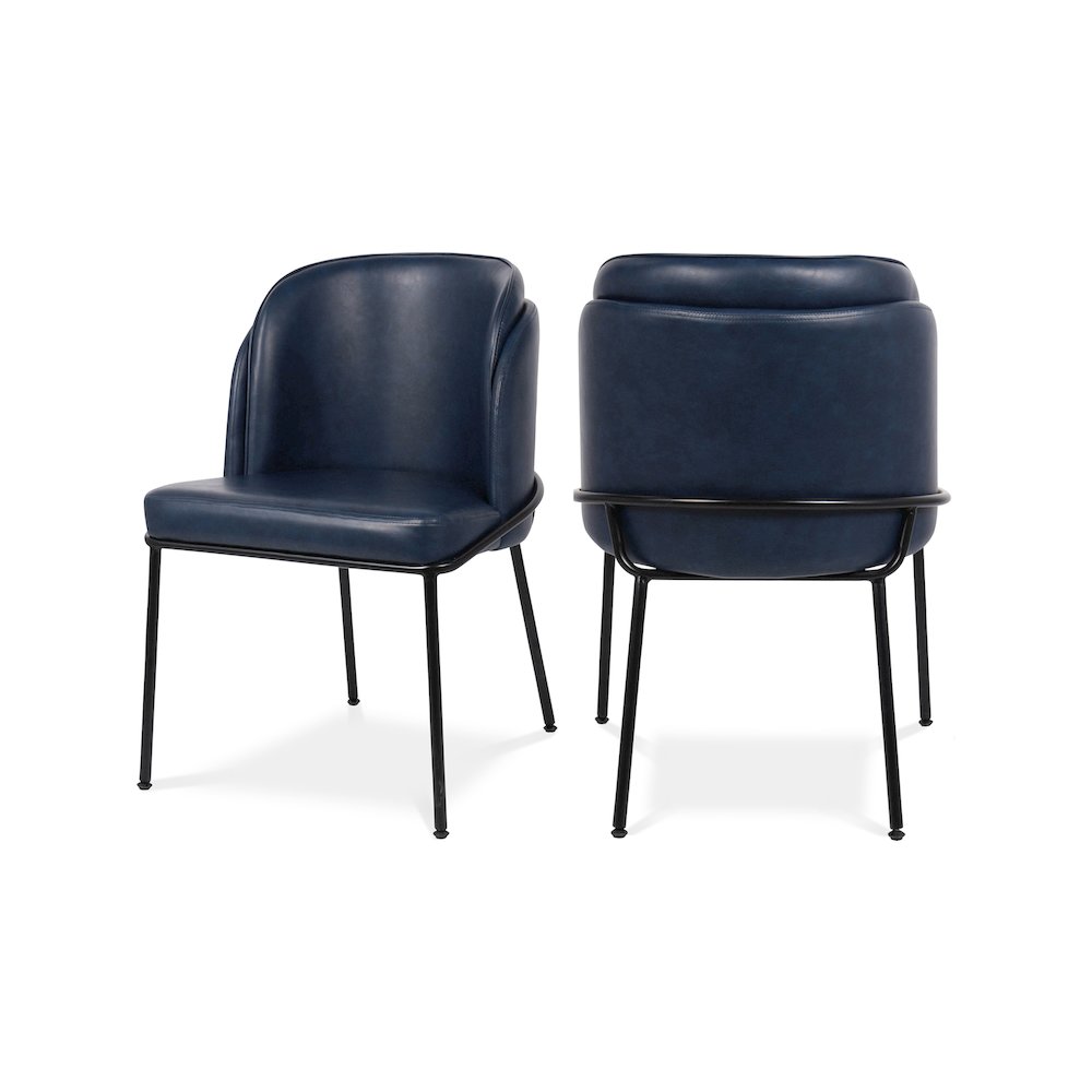 Jagger Navy Vegan Leather Dining Chair, Set of 2. Picture 1