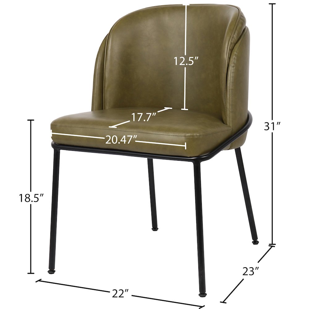 Jagger Olive Vegan Leather Dining Chair, Set of 2. Picture 7