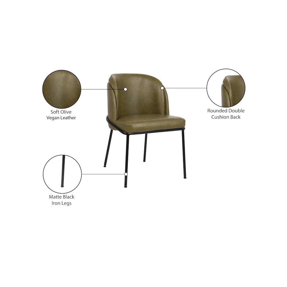 Jagger Olive Vegan Leather Dining Chair, Set of 2. Picture 8