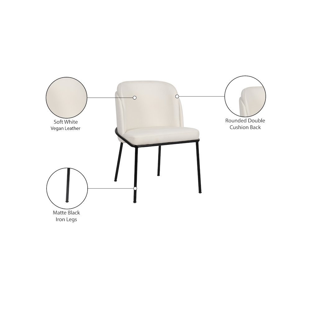 Jagger White Vegan Leather Dining Chair, Set of 2. Picture 8