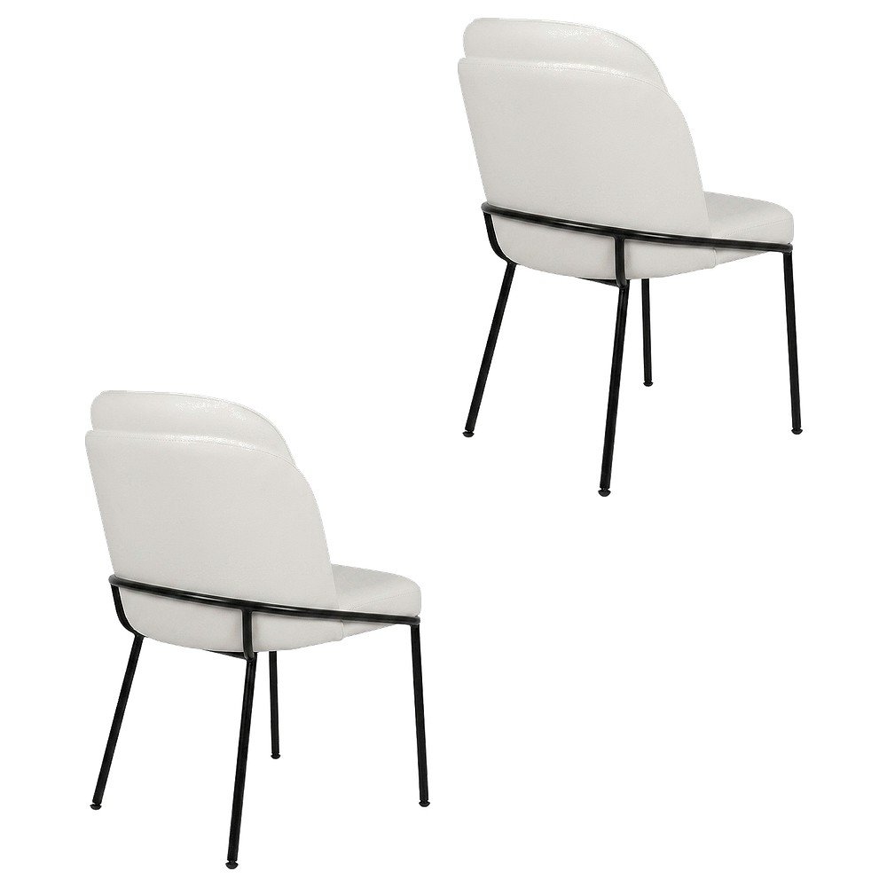 Starlight Canyon Home Vegan Leather Dining Chairs Set of 2, White Vegan Leather. Picture 1