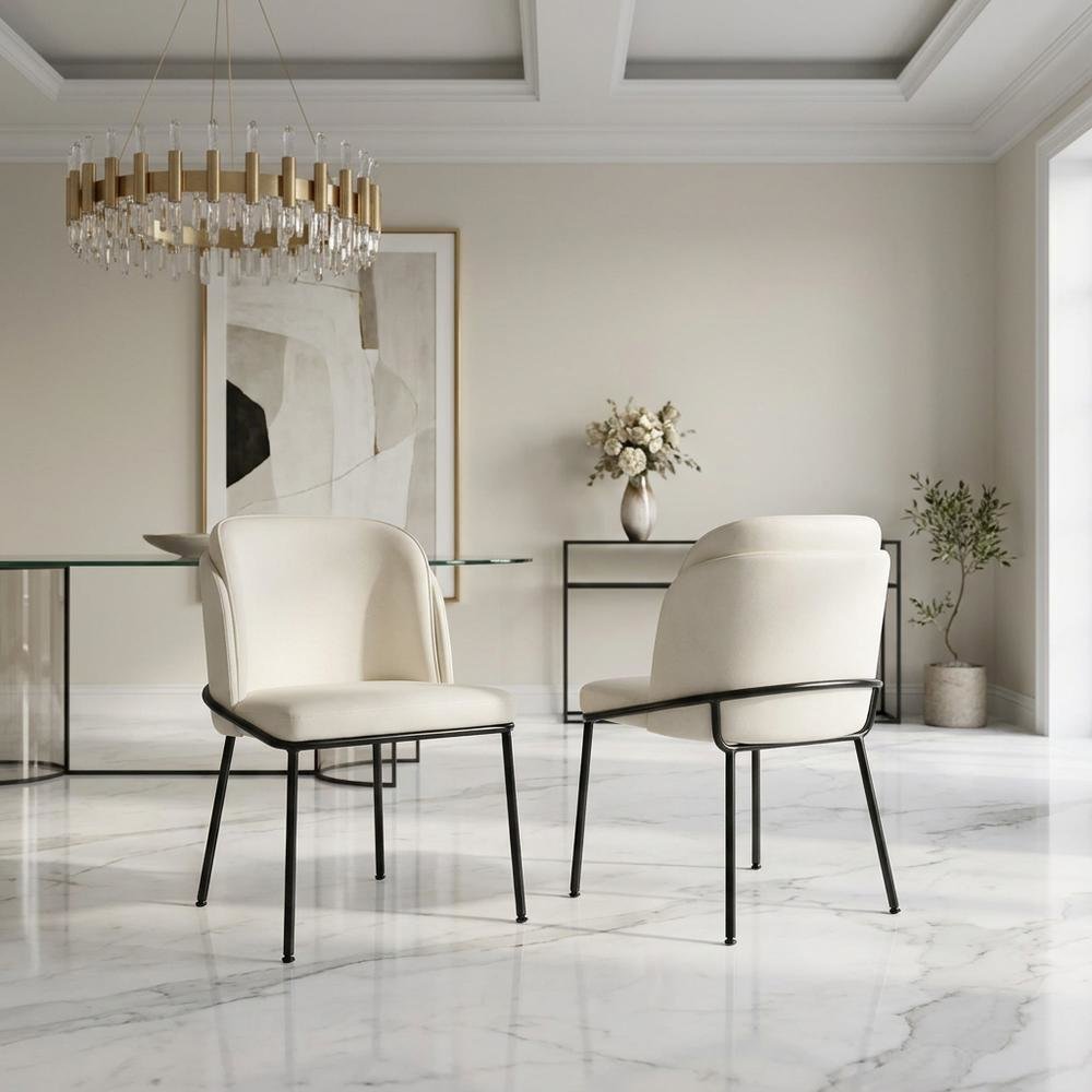 Starlight Canyon Home Vegan Leather Dining Chairs Set of 2, White Vegan Leather. Picture 4