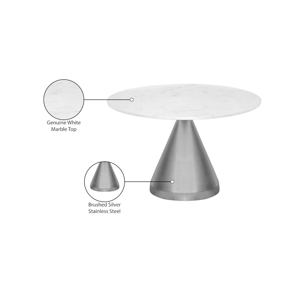 Emery White Marble Dining Table. Picture 7