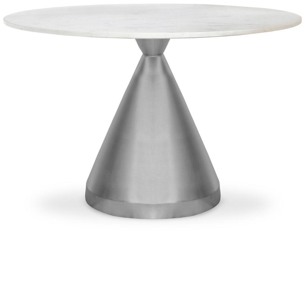 Emery White Marble Dining Table. Picture 1