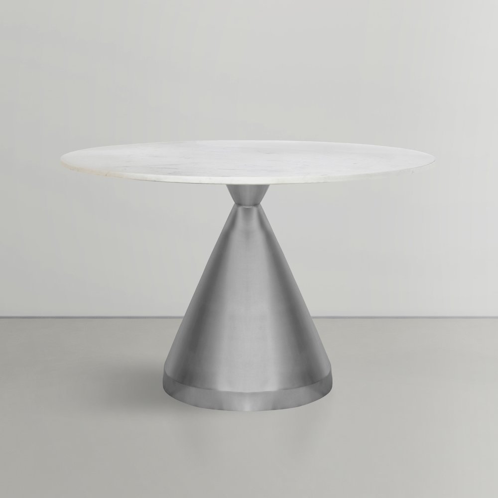 Emery White Marble Dining Table. Picture 5
