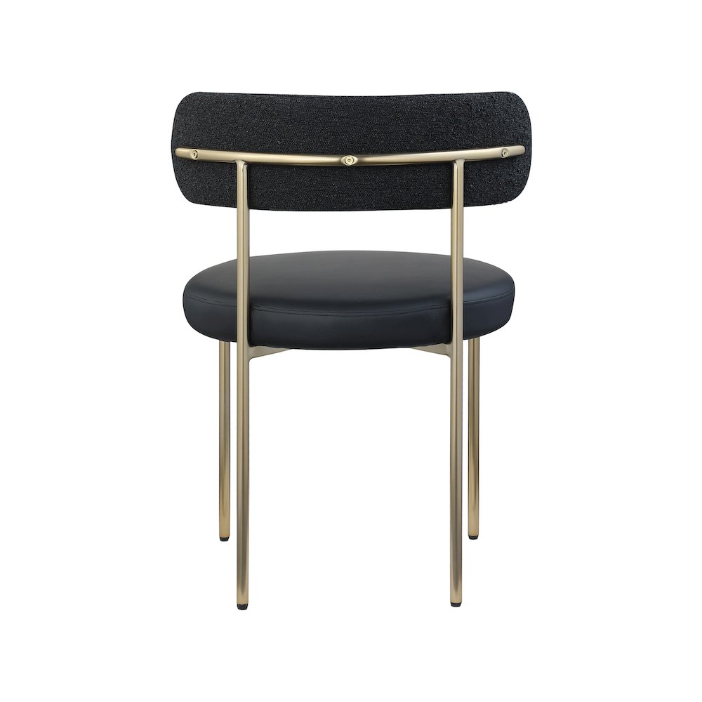 Beacon Black Vegan Leather and Boucle Fabric Dining Chair, Set of 2. Picture 2