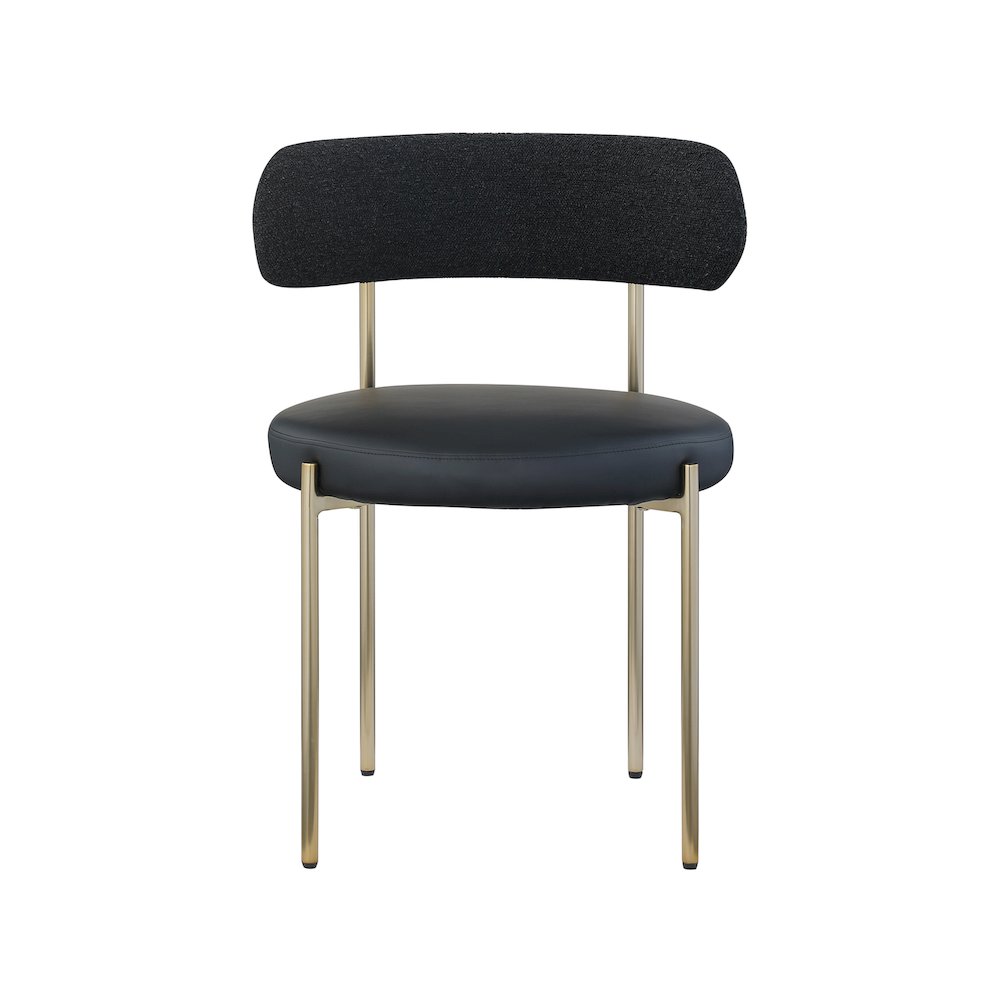 Beacon Black Vegan Leather and Boucle Fabric Dining Chair, Set of 2. Picture 3