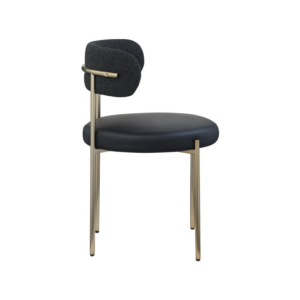 Beacon Black Vegan Leather and Boucle Fabric Dining Chair, Set of 2. Picture 4