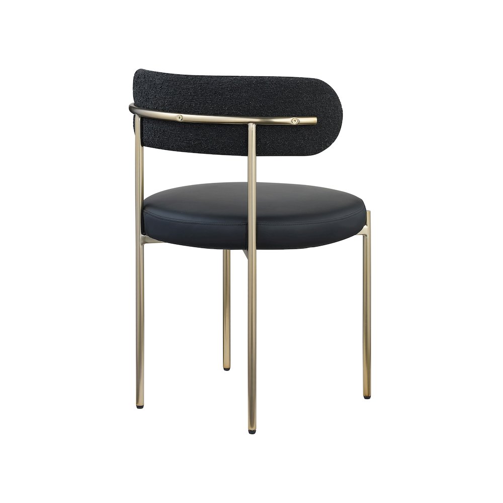 Beacon Black Vegan Leather and Boucle Fabric Dining Chair, Set of 2. Picture 5