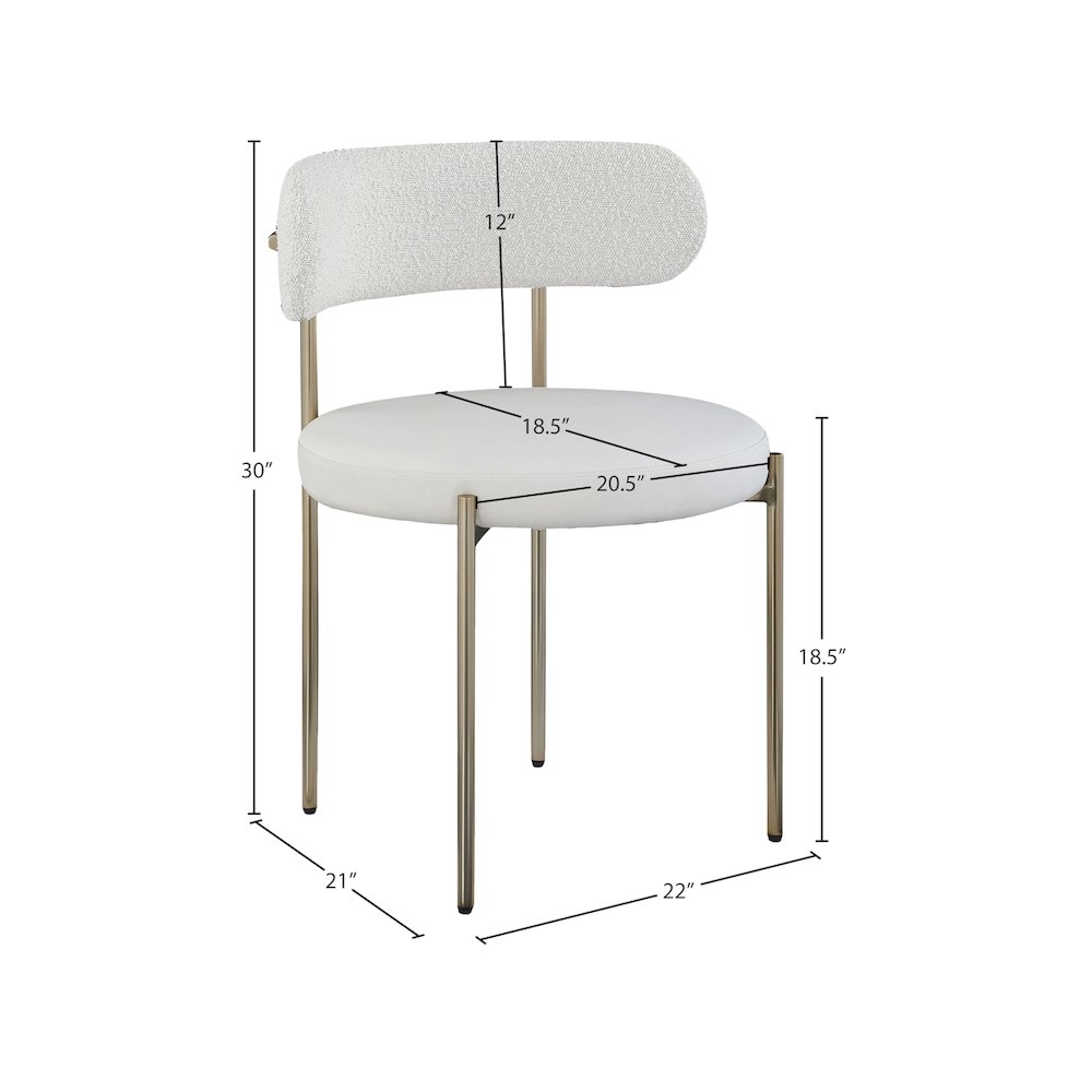 Beacon Cream Vegan Leather and Boucle Fabric Dining Chair, Set of 2. Picture 8